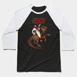 Jesus ridding a dinosaur with a guitar Baseball T-Shirt